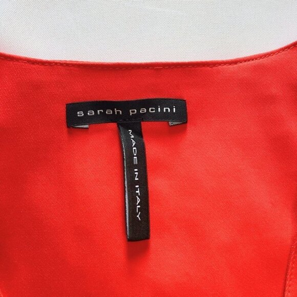 SARAH PACINI RED SQUARE NECK FRONT ZIP BODYCON DRESS - XS - Picture 7 of 11